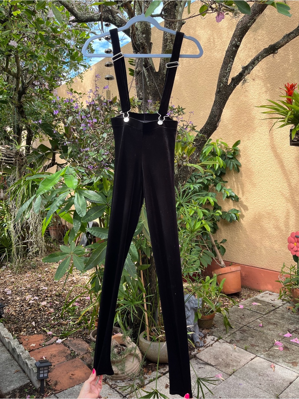 Rare Blackmilk Black Velvet High-Waist Suspender Skinny leggings